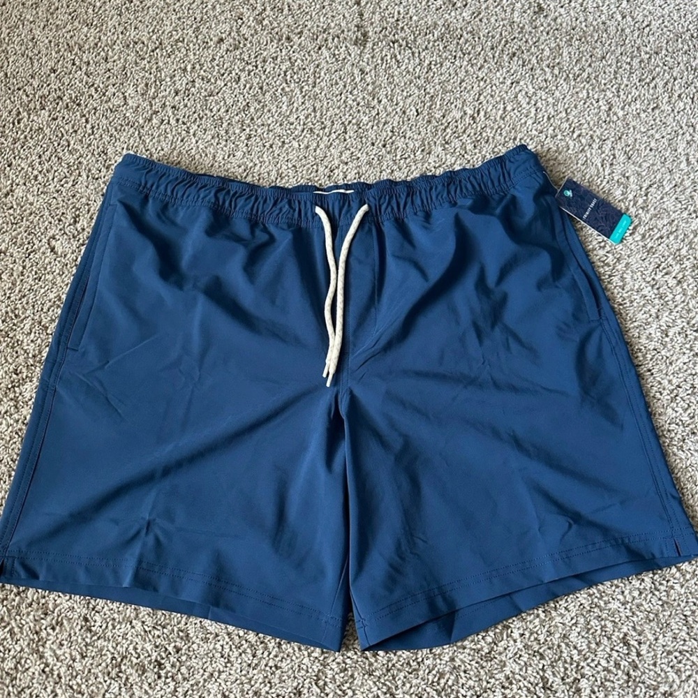 Trinity Coast Swim Short Mens Big & Tall Size 2XB Blue Solid Elastic Waist